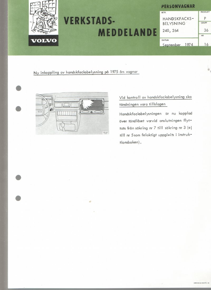 Verkstadsmeddelande/Work shop bulletins and Servicemeddelanden/Service bulletins for the following models: Volvo P1800, Volvo P1800S, Volvo P1800E, Volvo P1800ES, Volvo PV,Volvo PV 444, Volvo PV 544, Volvo Amazon, Volvo 120, Volvo 130, Volvo 220, Volvo 140 , Volvo 240, Volvo 164, Volvo 264 