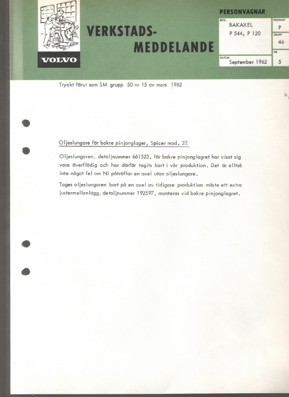 Verkstadsmeddelande/Work shop bulletins and Servicemeddelanden/Service bulletins for the following models: Volvo P1800, Volvo P1800S, Volvo P1800E, Volvo P1800ES, Volvo PV,Volvo PV 444, Volvo PV 544, Volvo Amazon, Volvo 120, Volvo 130, Volvo 220, Volvo 140 , Volvo 240, Volvo 164, Volvo 264 