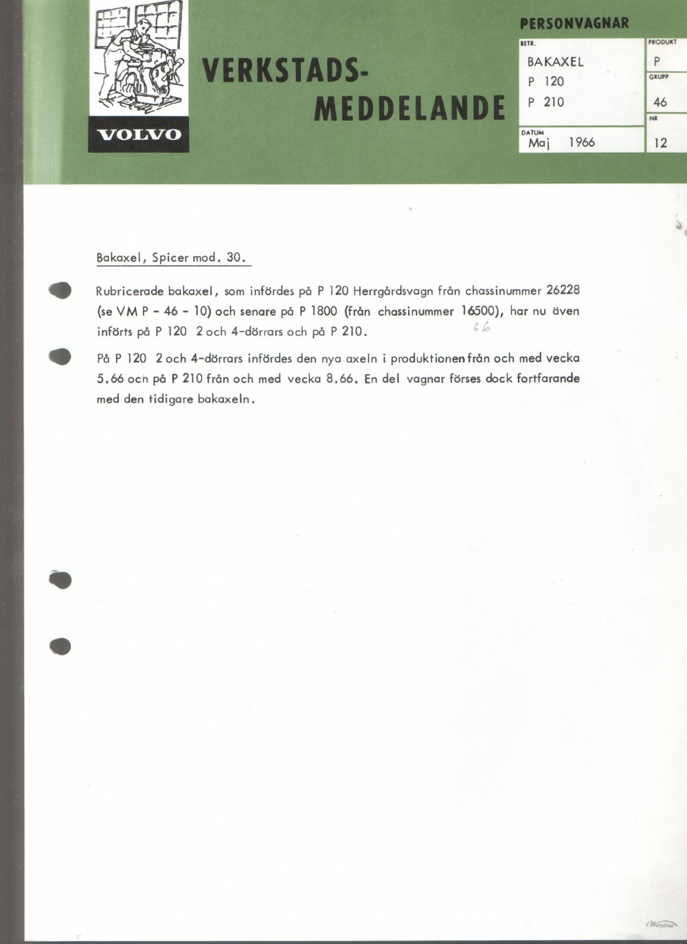 Verkstadsmeddelande/Work shop bulletins and Servicemeddelanden/Service bulletins for the following models: Volvo P1800, Volvo P1800S, Volvo P1800E, Volvo P1800ES, Volvo PV,Volvo PV 444, Volvo PV 544, Volvo Amazon, Volvo 120, Volvo 130, Volvo 220, Volvo 140 , Volvo 240, Volvo 164, Volvo 264 