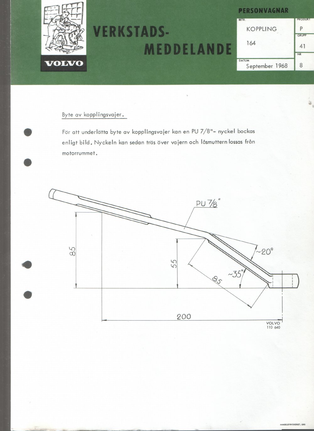 Verkstadsmeddelande/Work shop bulletins and Servicemeddelanden/Service bulletins for the following models: Volvo P1800, Volvo P1800S, Volvo P1800E, Volvo P1800ES, Volvo PV,Volvo PV 444, Volvo PV 544, Volvo Amazon, Volvo 120, Volvo 130, Volvo 220, Volvo 140 , Volvo 240, Volvo 164, Volvo 264 