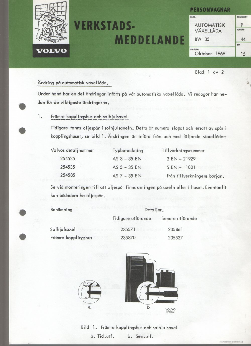 Verkstadsmeddelande/Work shop bulletins and Servicemeddelanden/Service bulletins for the following models: Volvo P1800, Volvo P1800S, Volvo P1800E, Volvo P1800ES, Volvo PV,Volvo PV 444, Volvo PV 544, Volvo Amazon, Volvo 120, Volvo 130, Volvo 220, Volvo 140 , Volvo 240, Volvo 164, Volvo 264 