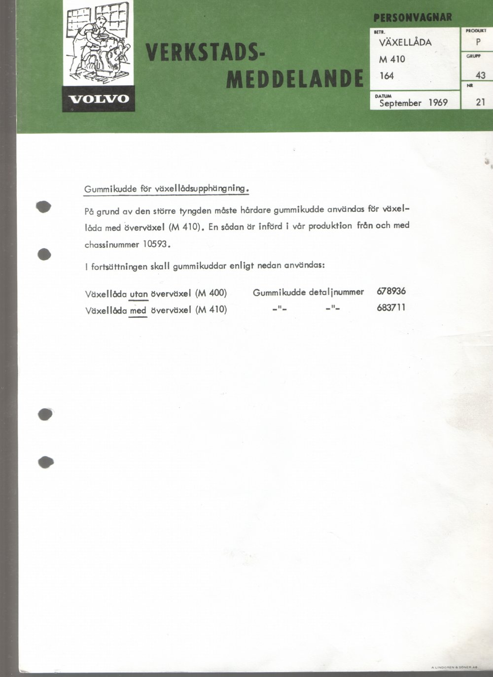 Verkstadsmeddelande/Work shop bulletins and Servicemeddelanden/Service bulletins for the following models: Volvo P1800, Volvo P1800S, Volvo P1800E, Volvo P1800ES, Volvo PV,Volvo PV 444, Volvo PV 544, Volvo Amazon, Volvo 120, Volvo 130, Volvo 220, Volvo 140 , Volvo 240, Volvo 164, Volvo 264 