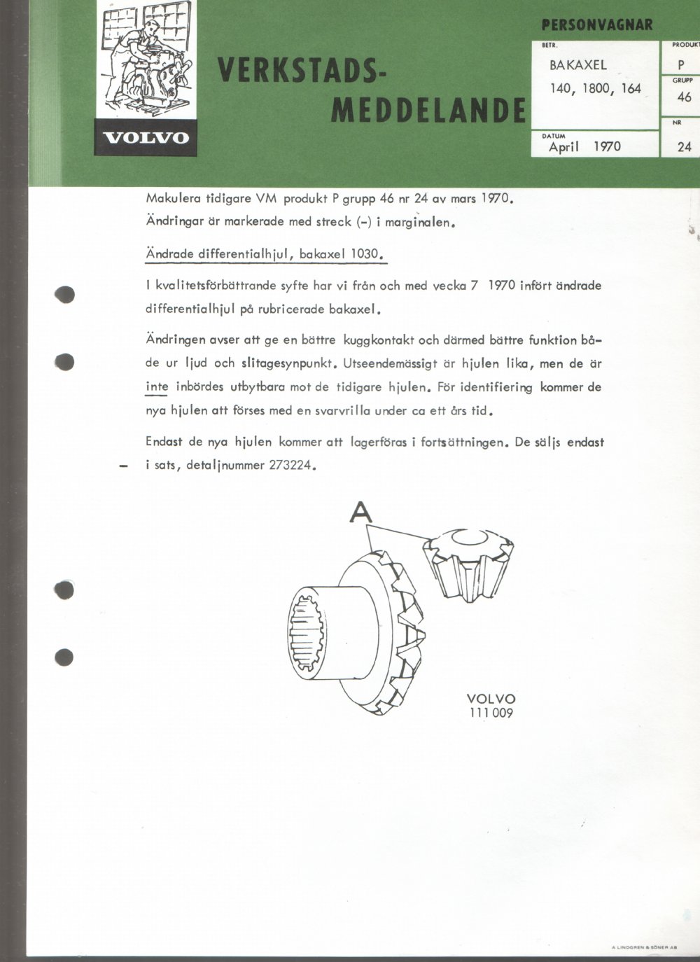 Verkstadsmeddelande/Work shop bulletins and Servicemeddelanden/Service bulletins for the following models: Volvo P1800, Volvo P1800S, Volvo P1800E, Volvo P1800ES, Volvo PV,Volvo PV 444, Volvo PV 544, Volvo Amazon, Volvo 120, Volvo 130, Volvo 220, Volvo 140 , Volvo 240, Volvo 164, Volvo 264 