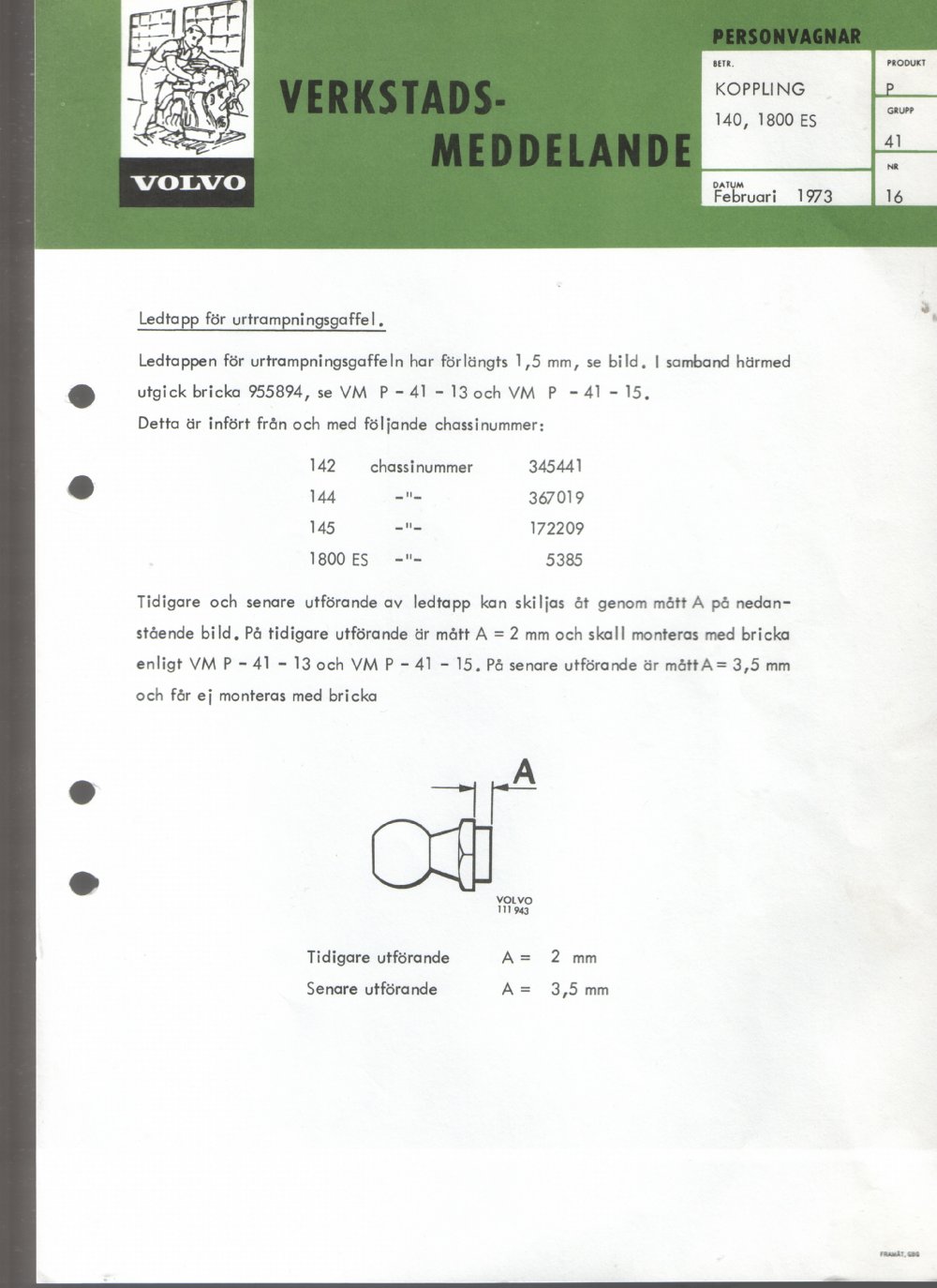 Verkstadsmeddelande/Work shop bulletins and Servicemeddelanden/Service bulletins for the following models: Volvo P1800, Volvo P1800S, Volvo P1800E, Volvo P1800ES, Volvo PV,Volvo PV 444, Volvo PV 544, Volvo Amazon, Volvo 120, Volvo 130, Volvo 220, Volvo 140 , Volvo 240, Volvo 164, Volvo 264 