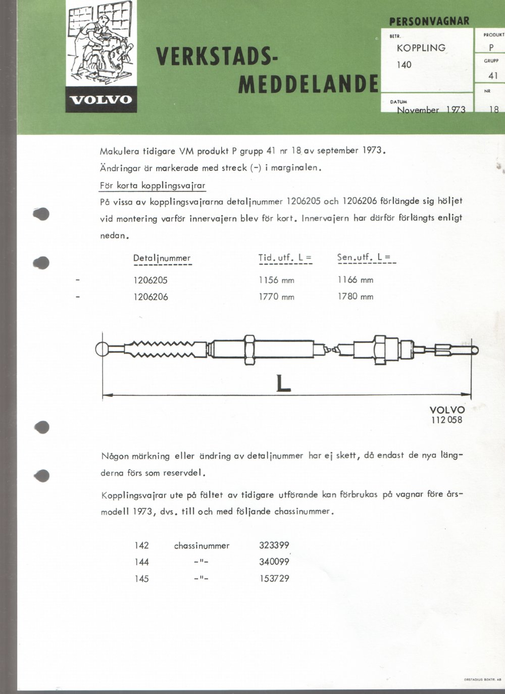 Verkstadsmeddelande/Work shop bulletins and Servicemeddelanden/Service bulletins for the following models: Volvo P1800, Volvo P1800S, Volvo P1800E, Volvo P1800ES, Volvo PV,Volvo PV 444, Volvo PV 544, Volvo Amazon, Volvo 120, Volvo 130, Volvo 220, Volvo 140 , Volvo 240, Volvo 164, Volvo 264 