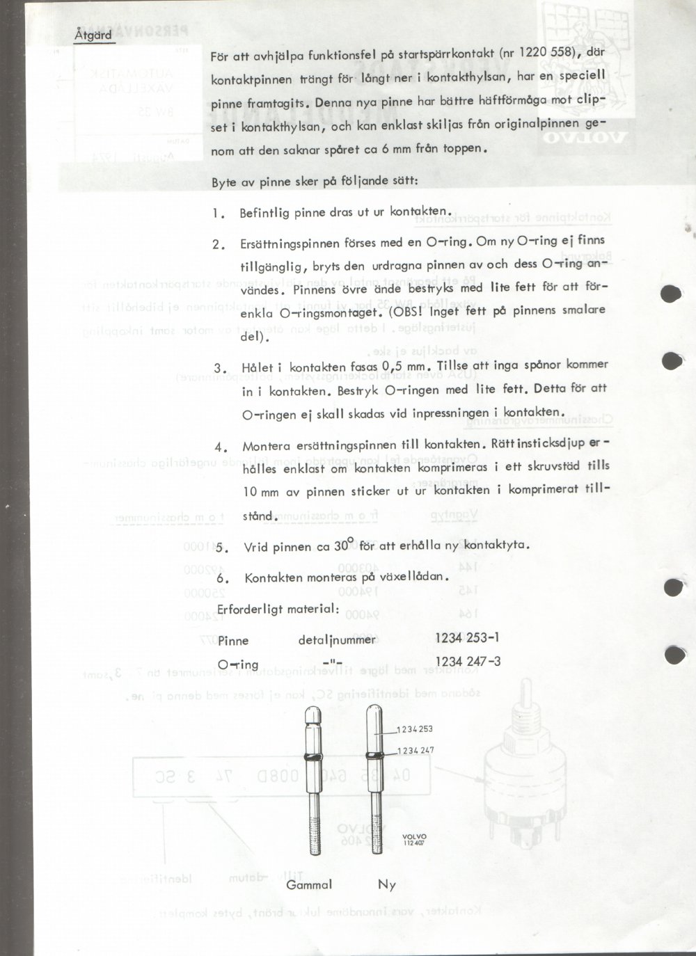Verkstadsmeddelande/Work shop bulletins and Servicemeddelanden/Service bulletins for the following models: Volvo P1800, Volvo P1800S, Volvo P1800E, Volvo P1800ES, Volvo PV,Volvo PV 444, Volvo PV 544, Volvo Amazon, Volvo 120, Volvo 130, Volvo 220, Volvo 140 , Volvo 240, Volvo 164, Volvo 264 