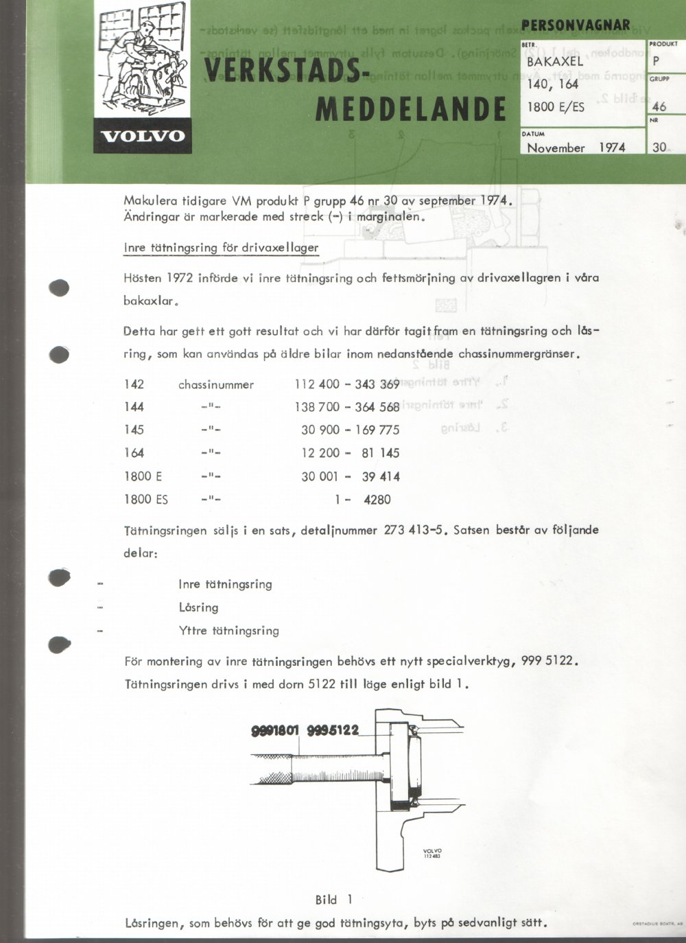 Verkstadsmeddelande/Work shop bulletins and Servicemeddelanden/Service bulletins for the following models: Volvo P1800, Volvo P1800S, Volvo P1800E, Volvo P1800ES, Volvo PV,Volvo PV 444, Volvo PV 544, Volvo Amazon, Volvo 120, Volvo 130, Volvo 220, Volvo 140 , Volvo 240, Volvo 164, Volvo 264 