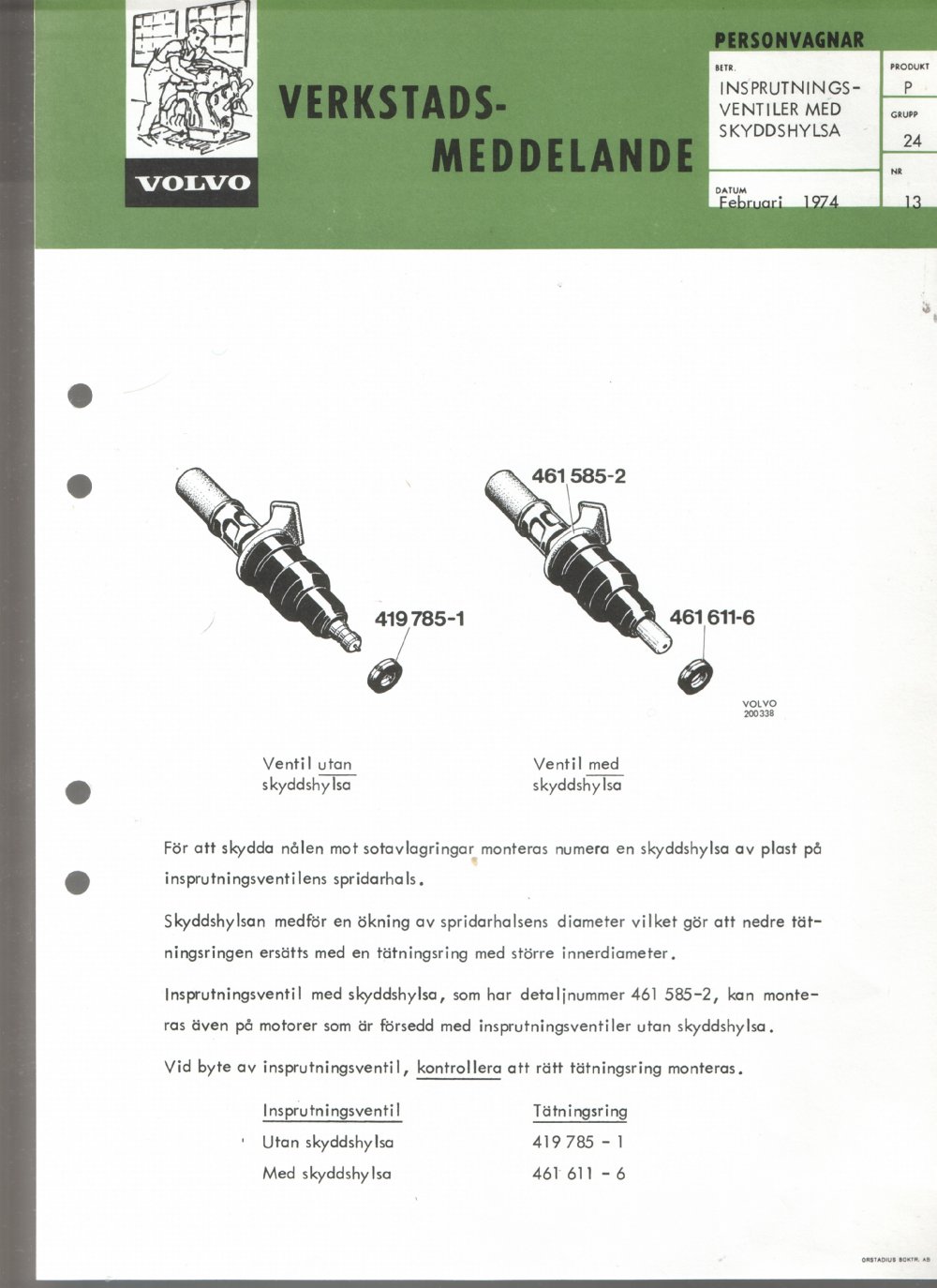 Verkstadsmeddelande/Work shop bulletins and Servicemeddelanden/Service bulletins for the following models: Volvo P1800, Volvo P1800S, Volvo P1800E, Volvo P1800ES, Volvo PV,Volvo PV 444, Volvo PV 544, Volvo Amazon, Volvo 120, Volvo 130, Volvo 220, Volvo 140 , Volvo 240, Volvo 164, Volvo 264 