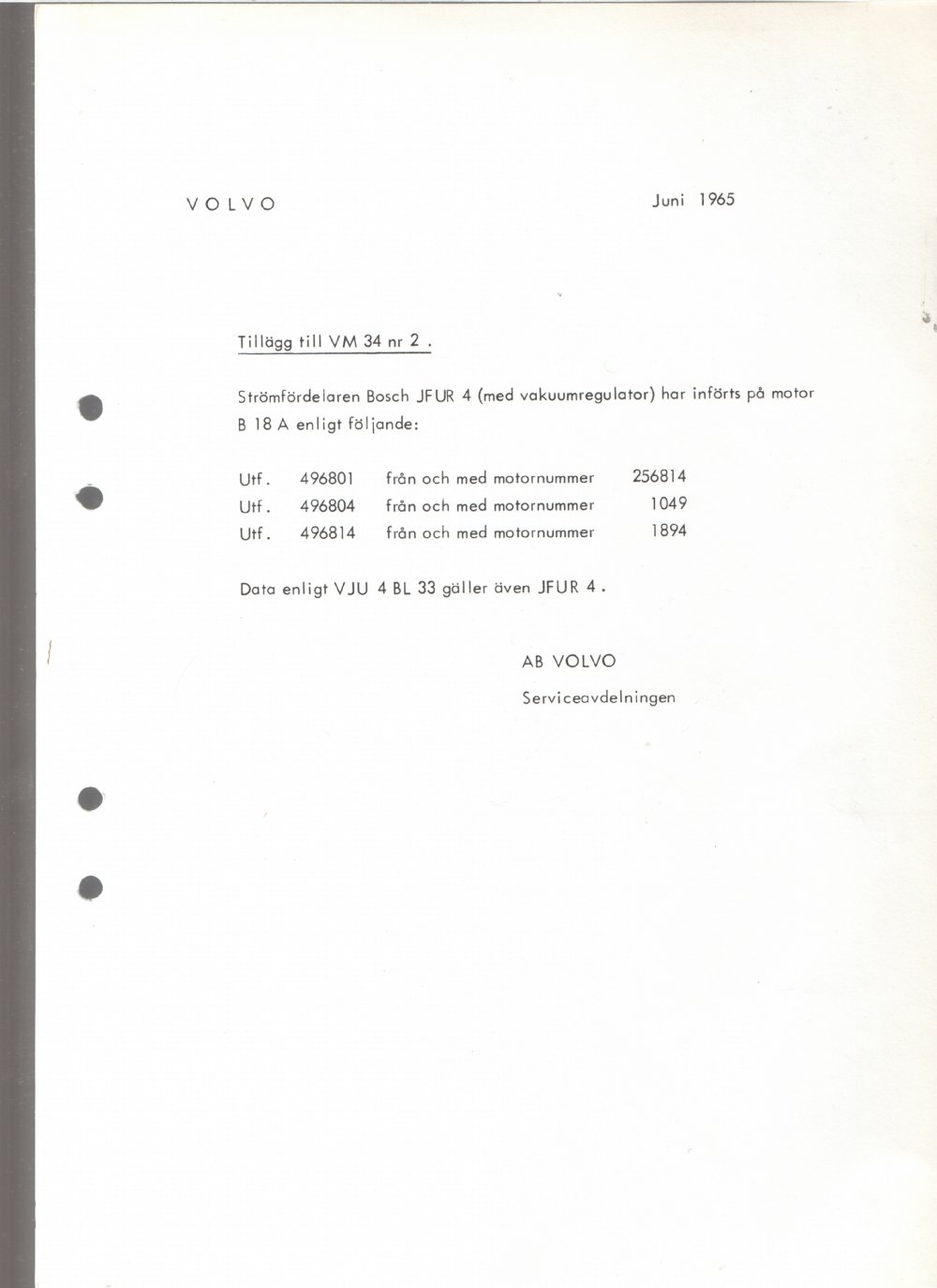 Verkstadsmeddelande/Work shop bulletins and Servicemeddelanden/Service bulletins for the following models: Volvo P1800, Volvo P1800S, Volvo P1800E, Volvo P1800ES, Volvo PV,Volvo PV 444, Volvo PV 544, Volvo Amazon, Volvo 120, Volvo 130, Volvo 220, Volvo 140 , Volvo 240, Volvo 164, Volvo 264 