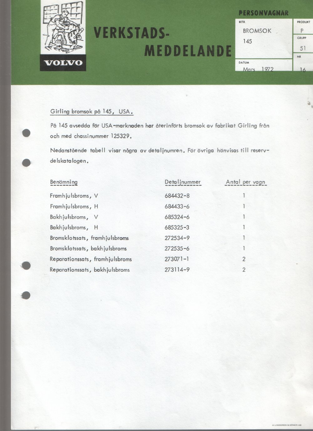 Verkstadsmeddelande/Work shop bulletins and Servicemeddelanden/Service bulletins for the following models: Volvo P1800, Volvo P1800S, Volvo P1800E, Volvo P1800ES, Volvo PV,Volvo PV 444, Volvo PV 544, Volvo Amazon, Volvo 120, Volvo 130, Volvo 220, Volvo 140 , Volvo 240, Volvo 164, Volvo 264 