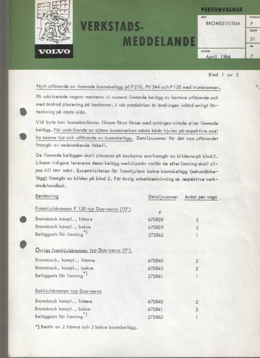 Verkstadsmeddelande/Work shop bulletins and Servicemeddelanden/Service bulletins for the following models: Volvo P1800, Volvo P1800S, Volvo P1800E, Volvo P1800ES, Volvo PV,Volvo PV 444, Volvo PV 544, Volvo Amazon, Volvo 120, Volvo 130, Volvo 220, Volvo 140 , Volvo 240, Volvo 164, Volvo 264 