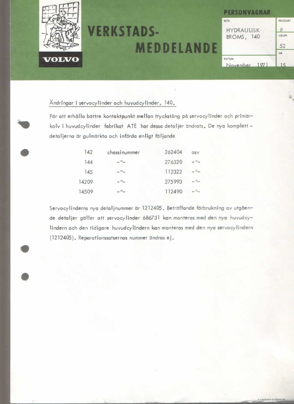 Verkstadsmeddelande/Work shop bulletins and Servicemeddelanden/Service bulletins for the following models: Volvo P1800, Volvo P1800S, Volvo P1800E, Volvo P1800ES, Volvo PV,Volvo PV 444, Volvo PV 544, Volvo Amazon, Volvo 120, Volvo 130, Volvo 220, Volvo 140 , Volvo 240, Volvo 164, Volvo 264 