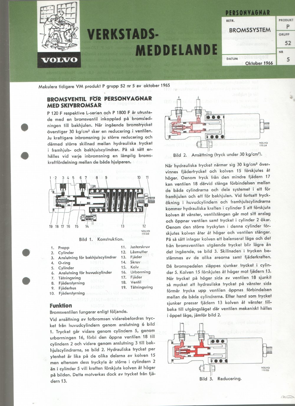 Verkstadsmeddelande/Work shop bulletins and Servicemeddelanden/Service bulletins for the following models: Volvo P1800, Volvo P1800S, Volvo P1800E, Volvo P1800ES, Volvo PV,Volvo PV 444, Volvo PV 544, Volvo Amazon, Volvo 120, Volvo 130, Volvo 220, Volvo 140 , Volvo 240, Volvo 164, Volvo 264 