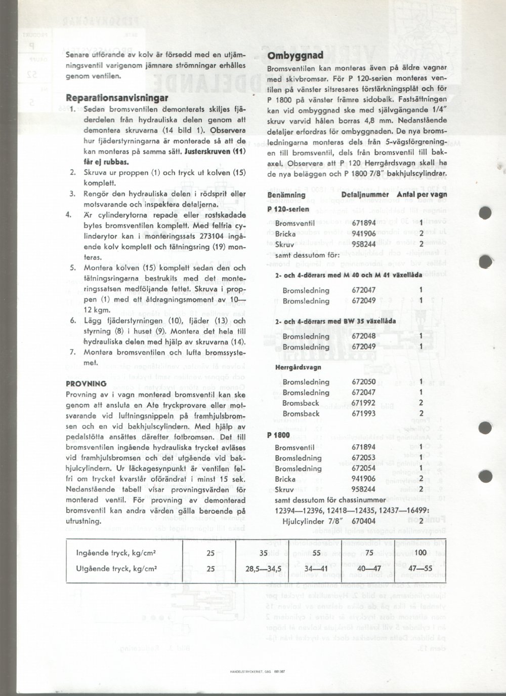 Verkstadsmeddelande/Work shop bulletins and Servicemeddelanden/Service bulletins for the following models: Volvo P1800, Volvo P1800S, Volvo P1800E, Volvo P1800ES, Volvo PV,Volvo PV 444, Volvo PV 544, Volvo Amazon, Volvo 120, Volvo 130, Volvo 220, Volvo 140 , Volvo 240, Volvo 164, Volvo 264 