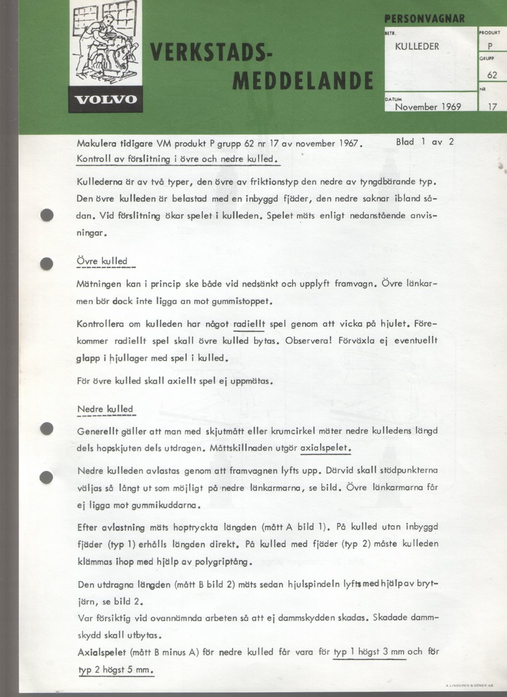 Verkstadsmeddelande/Work shop bulletins and Servicemeddelanden/Service bulletins for the following models: Volvo P1800, Volvo P1800S, Volvo P1800E, Volvo P1800ES, Volvo PV,Volvo PV 444, Volvo PV 544, Volvo Amazon, Volvo 120, Volvo 130, Volvo 220, Volvo 140 , Volvo 240, Volvo 164, Volvo 264 