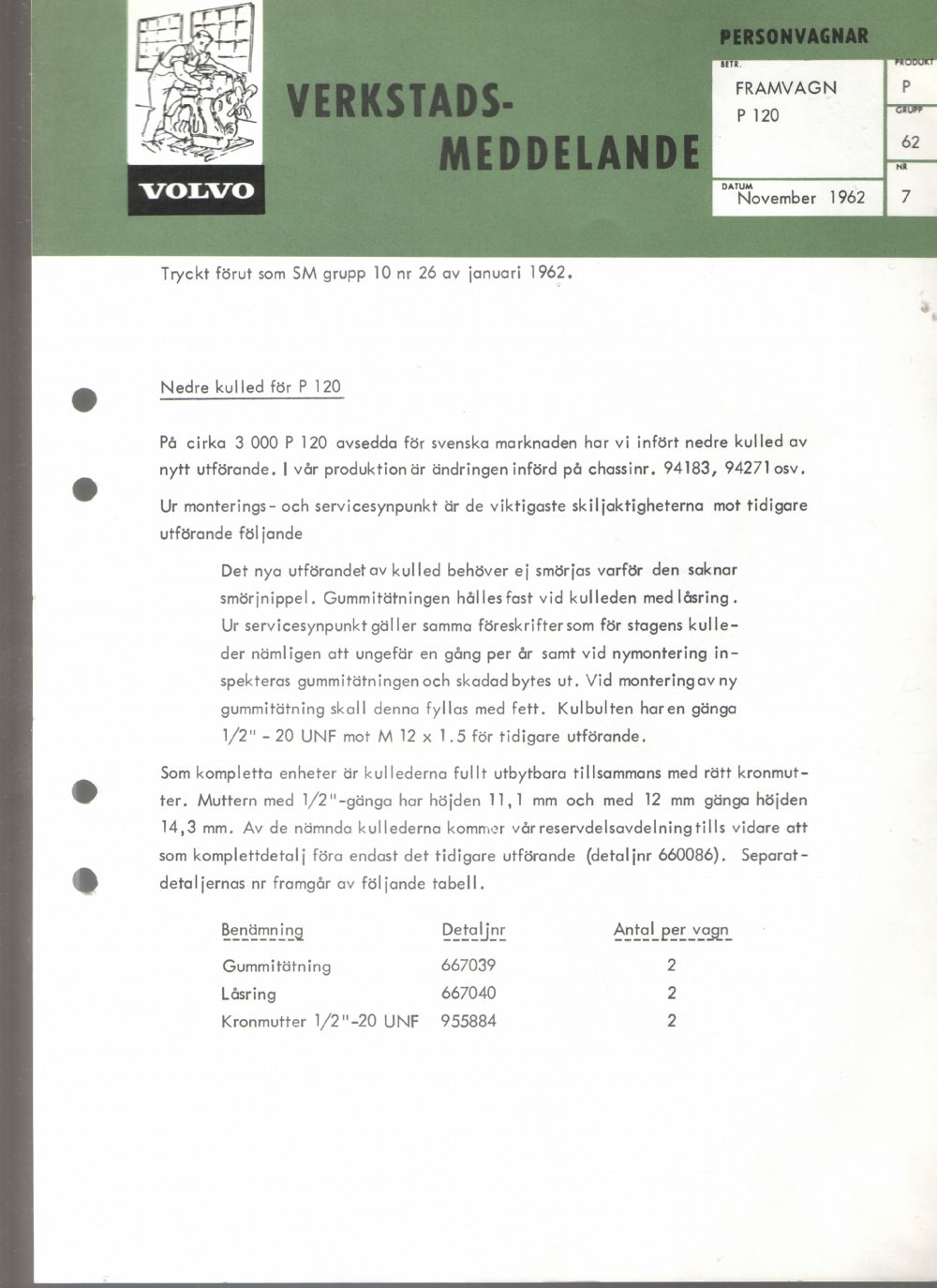 Verkstadsmeddelande/Work shop bulletins and Servicemeddelanden/Service bulletins for the following models: Volvo P1800, Volvo P1800S, Volvo P1800E, Volvo P1800ES, Volvo PV,Volvo PV 444, Volvo PV 544, Volvo Amazon, Volvo 120, Volvo 130, Volvo 220, Volvo 140 , Volvo 240, Volvo 164, Volvo 264 