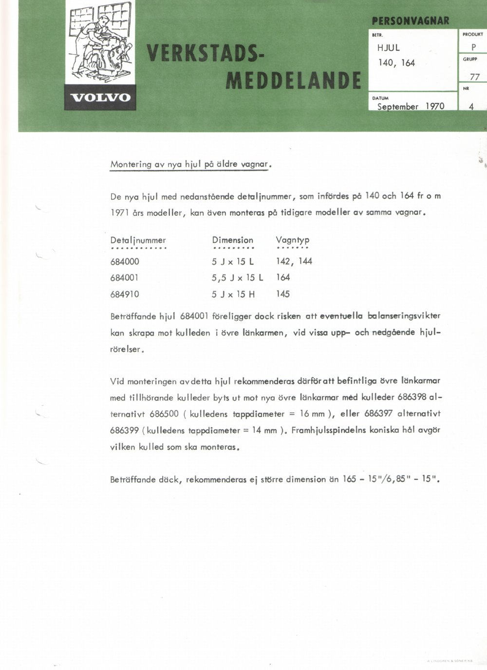 Verkstadsmeddelande/Work shop bulletins and Servicemeddelanden/Service bulletins for the following models: Volvo P1800, Volvo P1800S, Volvo P1800E, Volvo P1800ES, Volvo PV,Volvo PV 444, Volvo PV 544, Volvo Amazon, Volvo 120, Volvo 130, Volvo 220, Volvo 140 , Volvo 240, Volvo 164, Volvo 264 