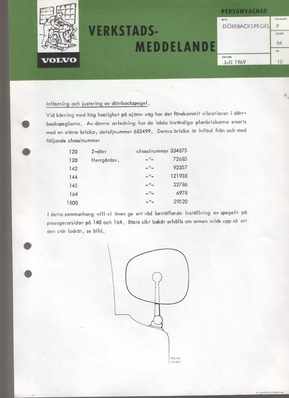 Verkstadsmeddelande/Work shop bulletins and Servicemeddelanden/Service bulletins for the following models: Volvo P1800, Volvo P1800S, Volvo P1800E, Volvo P1800ES, Volvo PV,Volvo PV 444, Volvo PV 544, Volvo Amazon, Volvo 120, Volvo 130, Volvo 220, Volvo 140 , Volvo 240, Volvo 164, Volvo 264 