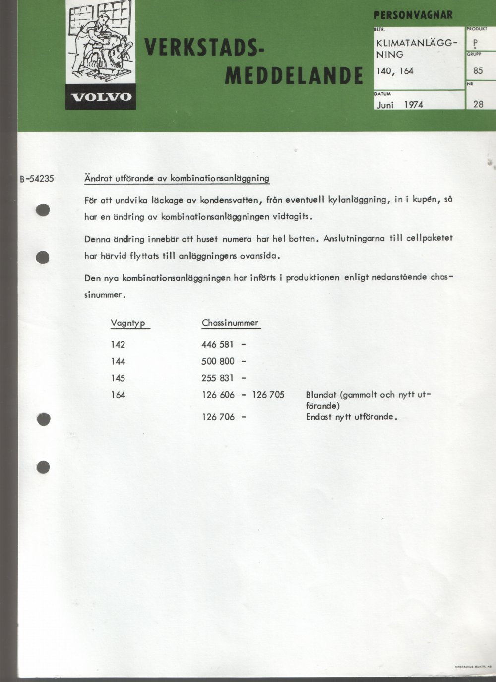 Verkstadsmeddelande/Work shop bulletins and Servicemeddelanden/Service bulletins for the following models: Volvo P1800, Volvo P1800S, Volvo P1800E, Volvo P1800ES, Volvo PV,Volvo PV 444, Volvo PV 544, Volvo Amazon, Volvo 120, Volvo 130, Volvo 220, Volvo 140 , Volvo 240, Volvo 164, Volvo 264 