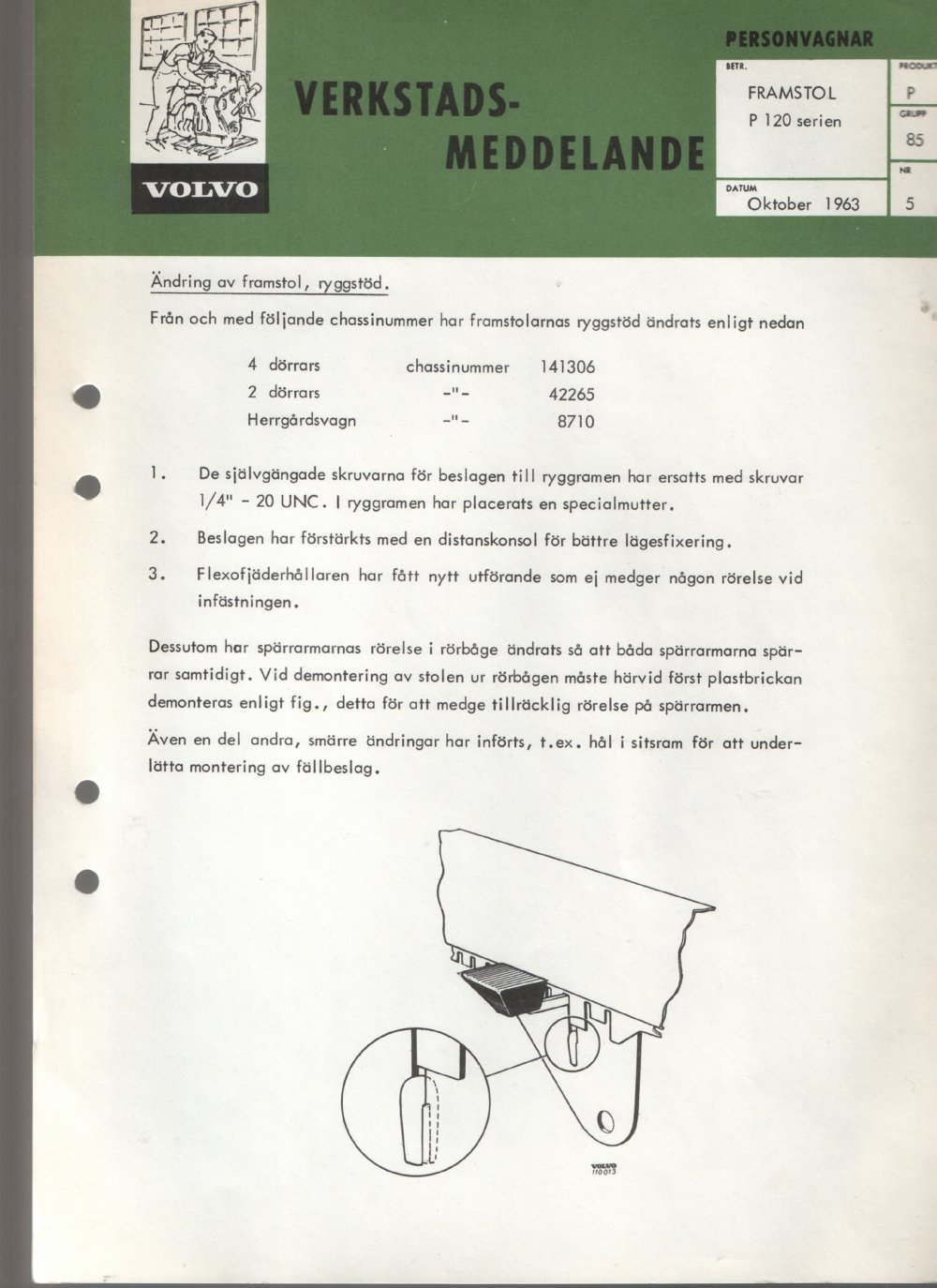 Verkstadsmeddelande/Work shop bulletins and Servicemeddelanden/Service bulletins for the following models: Volvo P1800, Volvo P1800S, Volvo P1800E, Volvo P1800ES, Volvo PV,Volvo PV 444, Volvo PV 544, Volvo Amazon, Volvo 120, Volvo 130, Volvo 220, Volvo 140 , Volvo 240, Volvo 164, Volvo 264 