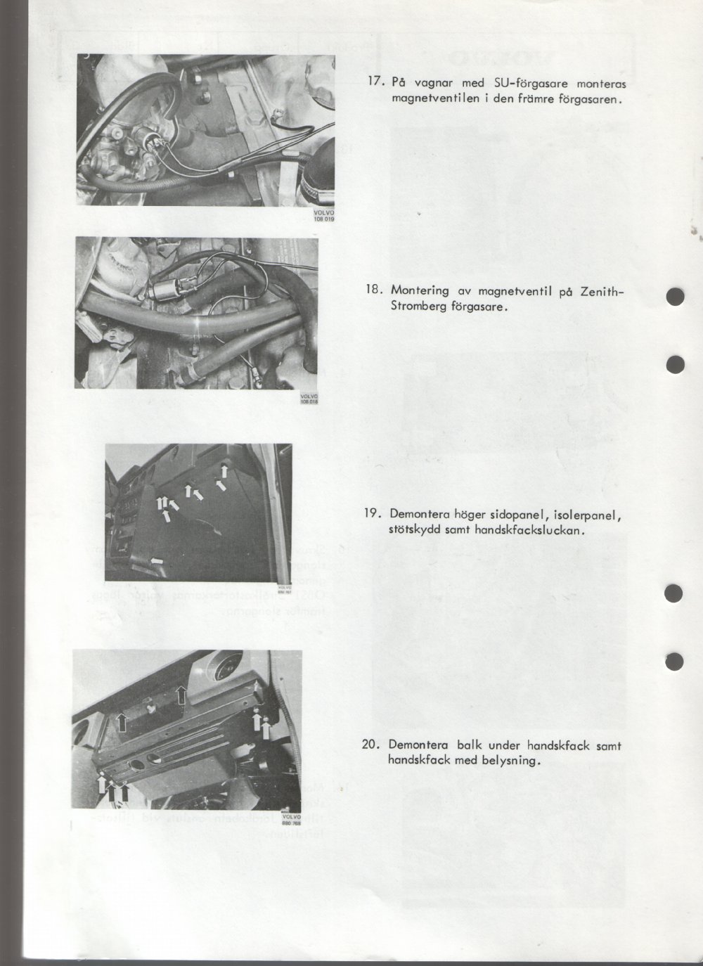 Verkstadsmeddelande/Work shop bulletins and Servicemeddelanden/Service bulletins for the following models: Volvo P1800, Volvo P1800S, Volvo P1800E, Volvo P1800ES, Volvo PV,Volvo PV 444, Volvo PV 544, Volvo Amazon, Volvo 120, Volvo 130, Volvo 220, Volvo 140 , Volvo 240, Volvo 164, Volvo 264 
