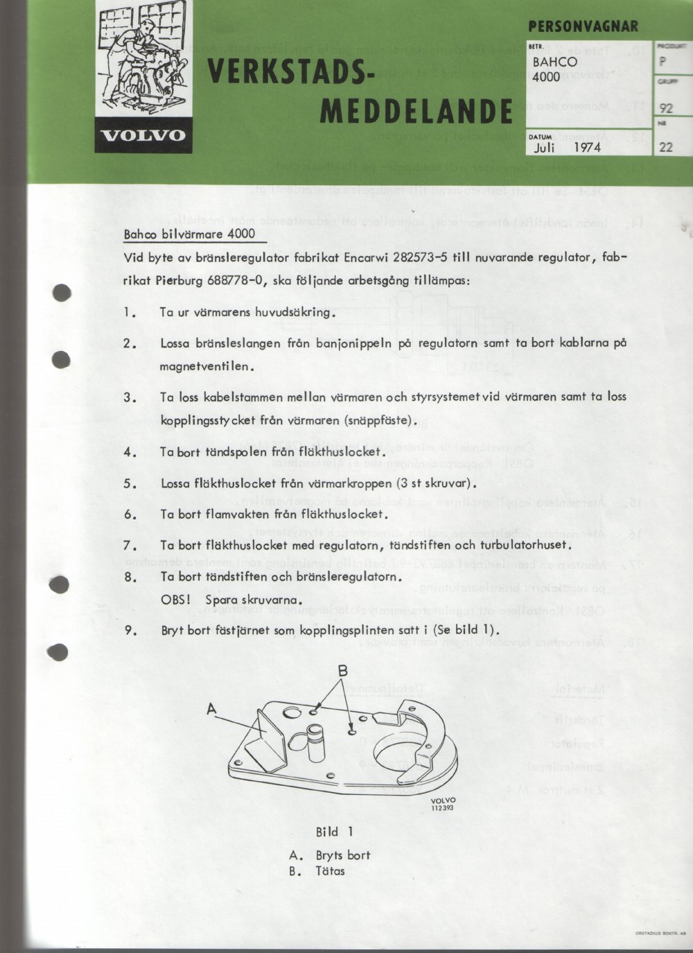 Verkstadsmeddelande/Work shop bulletins and Servicemeddelanden/Service bulletins for the following models: Volvo P1800, Volvo P1800S, Volvo P1800E, Volvo P1800ES, Volvo PV,Volvo PV 444, Volvo PV 544, Volvo Amazon, Volvo 120, Volvo 130, Volvo 220, Volvo 140 , Volvo 240, Volvo 164, Volvo 264 