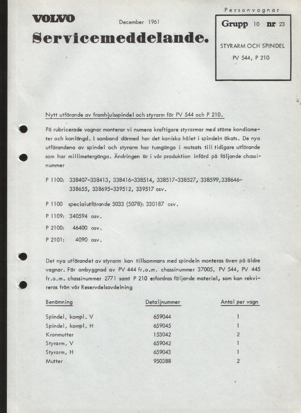Verkstadsmeddelande/Work shop bulletins and Servicemeddelanden/Service bulletins for the following models: Volvo P1800, Volvo P1800S, Volvo P1800E, Volvo P1800ES, Volvo PV,Volvo PV 444, Volvo PV 544, Volvo Amazon, Volvo 120, Volvo 130, Volvo 220, Volvo 140 , Volvo 240, Volvo 164, Volvo 264 