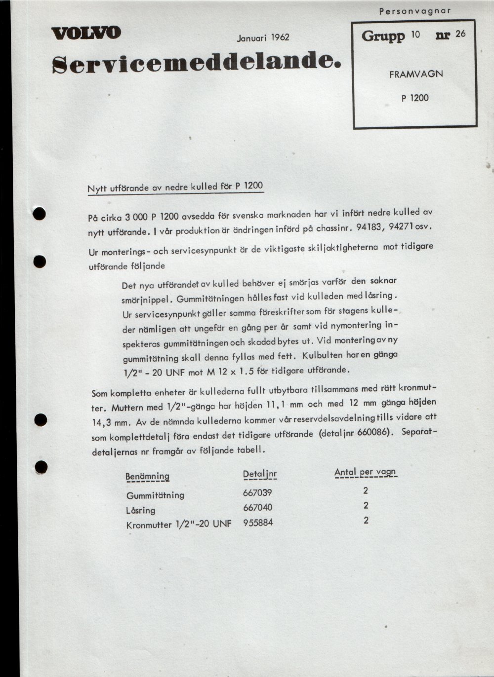 Verkstadsmeddelande/Work shop bulletins and Servicemeddelanden/Service bulletins for the following models: Volvo P1800, Volvo P1800S, Volvo P1800E, Volvo P1800ES, Volvo PV,Volvo PV 444, Volvo PV 544, Volvo Amazon, Volvo 120, Volvo 130, Volvo 220, Volvo 140 , Volvo 240, Volvo 164, Volvo 264 
