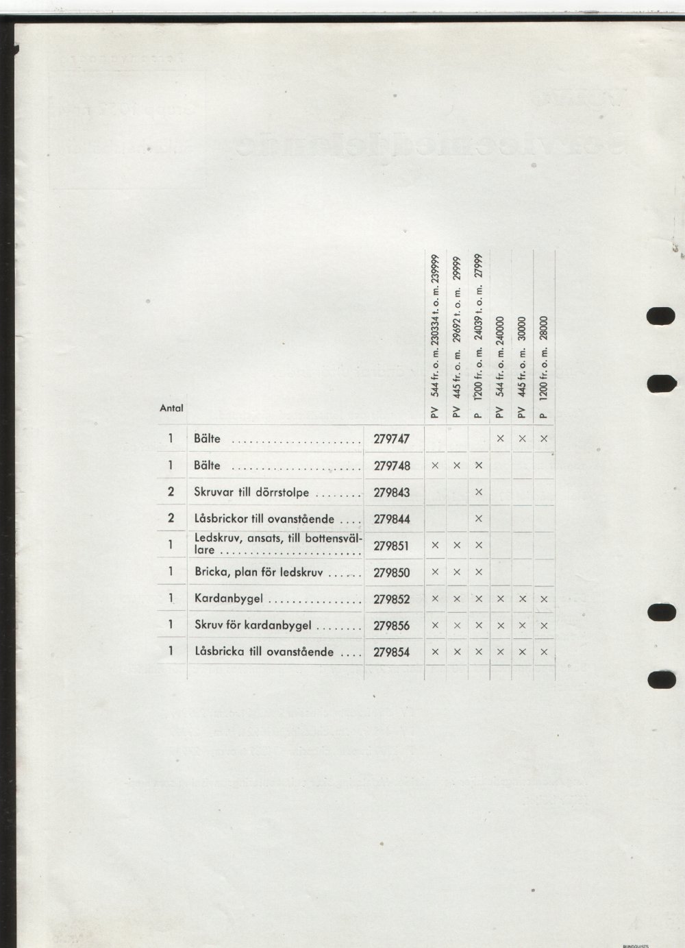 Verkstadsmeddelande/Work shop bulletins and Servicemeddelanden/Service bulletins for the following models: Volvo P1800, Volvo P1800S, Volvo P1800E, Volvo P1800ES, Volvo PV,Volvo PV 444, Volvo PV 544, Volvo Amazon, Volvo 120, Volvo 130, Volvo 220, Volvo 140 , Volvo 240, Volvo 164, Volvo 264 