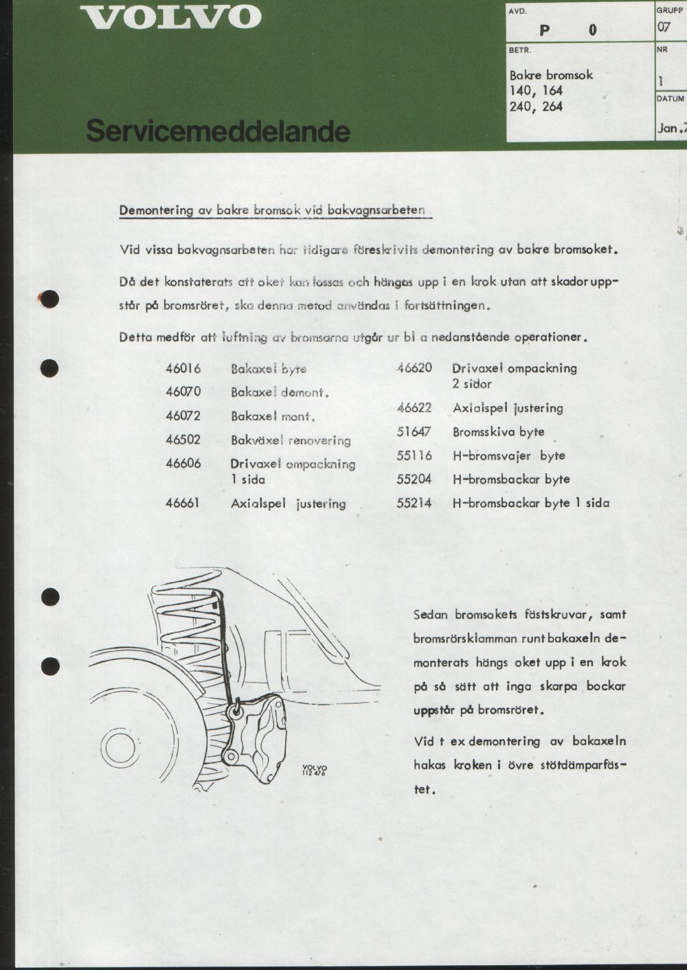 Verkstadsmeddelande/Work shop bulletins and Servicemeddelanden/Service bulletins for the following models: Volvo P1800, Volvo P1800S, Volvo P1800E, Volvo P1800ES, Volvo PV,Volvo PV 444, Volvo PV 544, Volvo Amazon, Volvo 120, Volvo 130, Volvo 220, Volvo 140 , Volvo 240, Volvo 164, Volvo 264 
