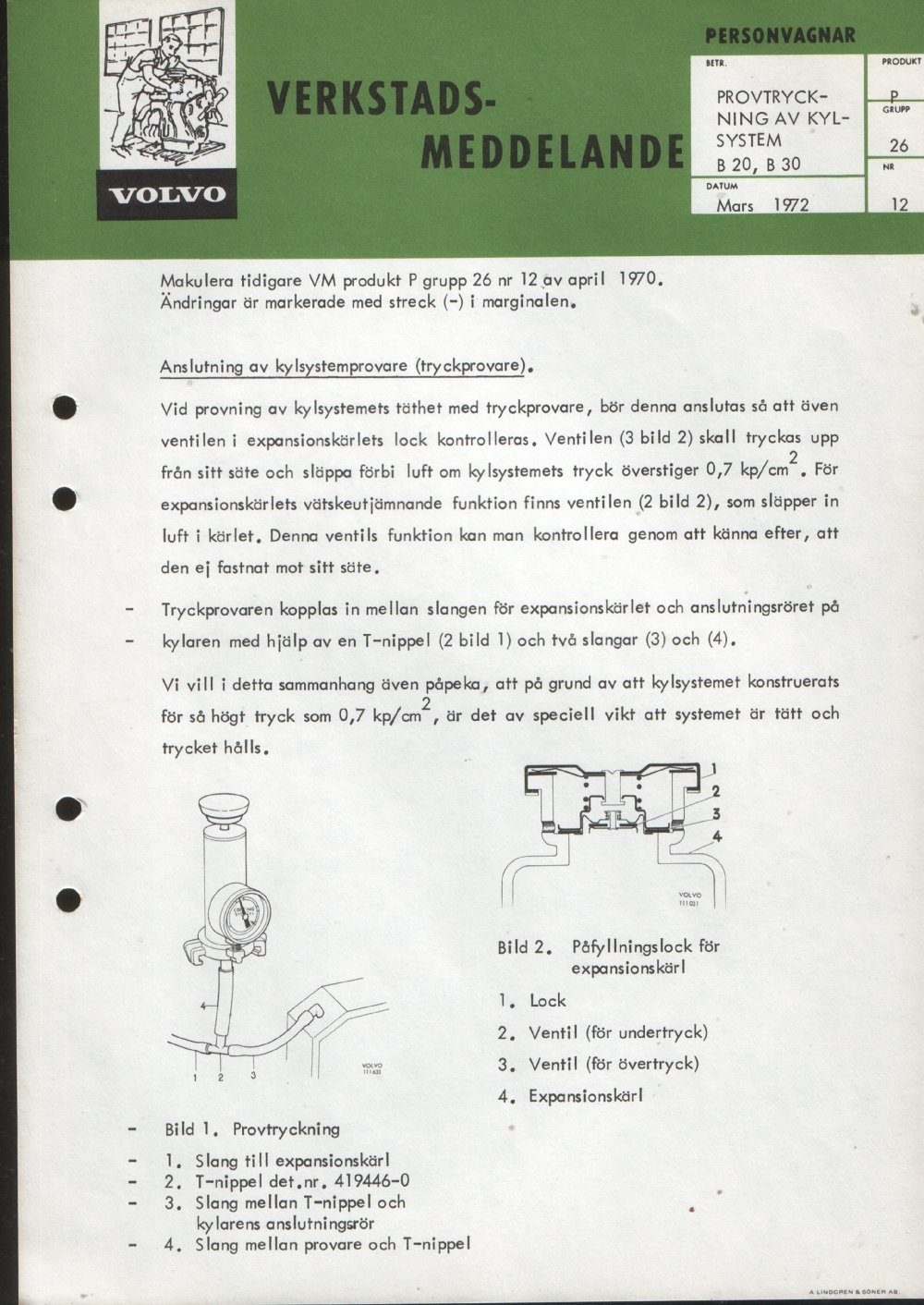 Verkstadsmeddelande/Work shop bulletins and Servicemeddelanden/Service bulletins for the following models: Volvo P1800, Volvo P1800S, Volvo P1800E, Volvo P1800ES, Volvo PV,Volvo PV 444, Volvo PV 544, Volvo Amazon, Volvo 120, Volvo 130, Volvo 220, Volvo 140 , Volvo 240, Volvo 164, Volvo 264 