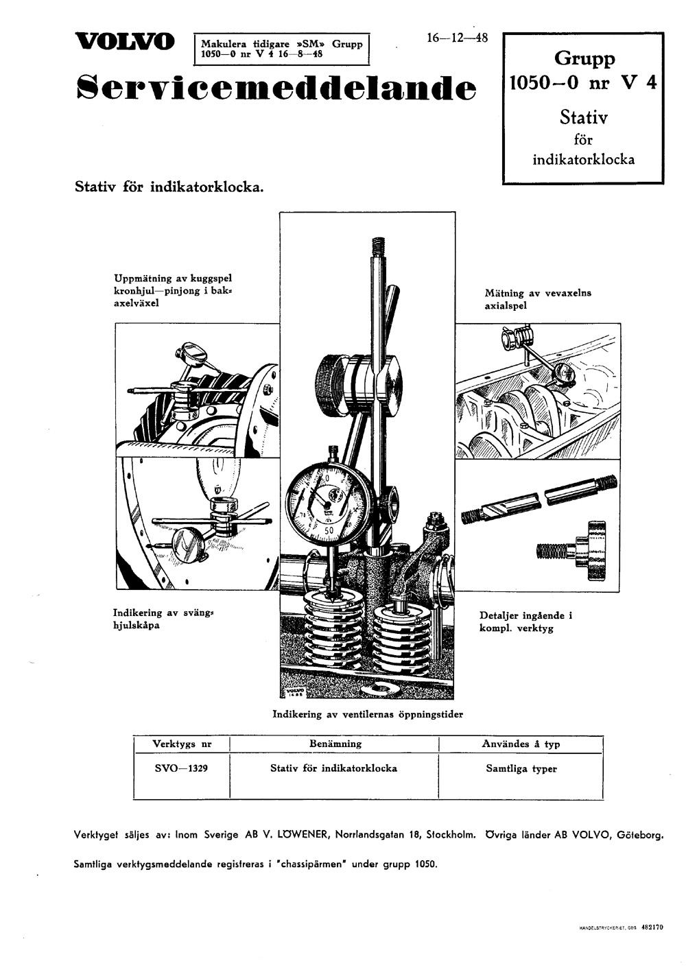 1050-0-V4 1948 December Stativ for indikatorklocka