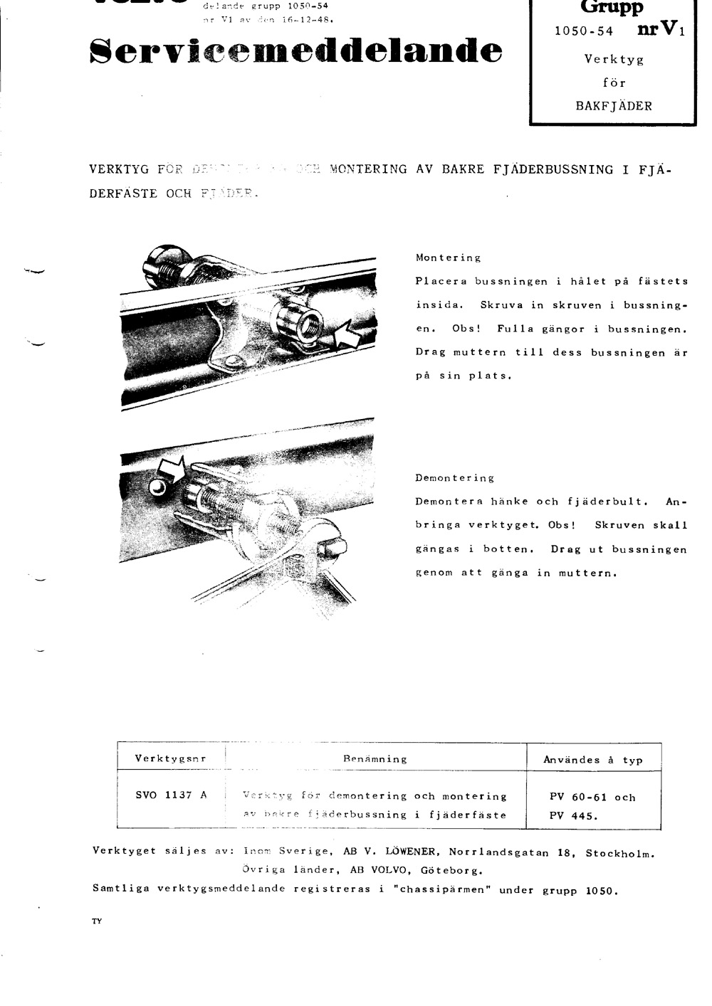 1050-54-V1 1950 Oktober verktyg for bakfjader