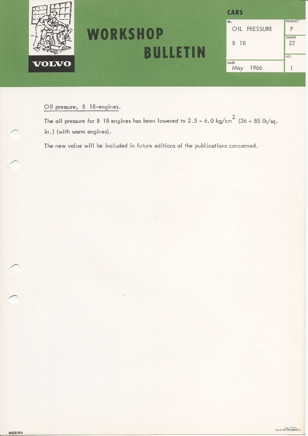 Verkstadsmeddelande/Work shop bulletins and Servicemeddelanden/Service bulletins for the following models: Volvo P1800, Volvo P1800S, Volvo P1800E, Volvo P1800ES, Volvo PV,Volvo PV 444, Volvo PV 544, Volvo Amazon, Volvo 120, Volvo 130, Volvo 220, Volvo 140 , Volvo 240, Volvo 164, Volvo 264 