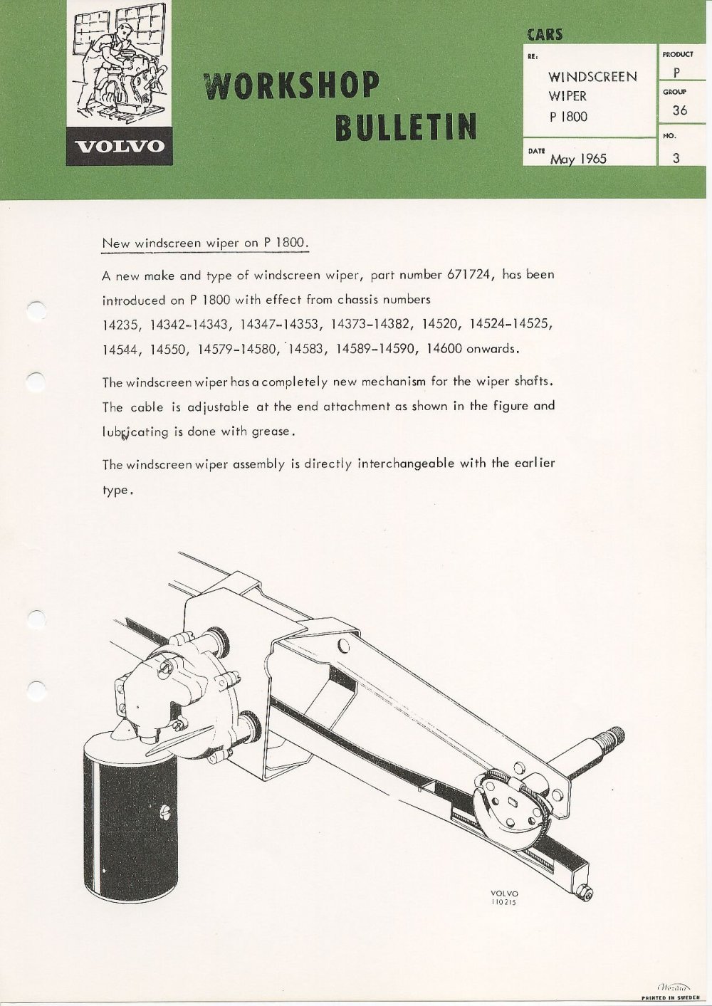 Verkstadsmeddelande/Work shop bulletins and Servicemeddelanden/Service bulletins for the following models: Volvo P1800, Volvo P1800S, Volvo P1800E, Volvo P1800ES, Volvo PV,Volvo PV 444, Volvo PV 544, Volvo Amazon, Volvo 120, Volvo 130, Volvo 220, Volvo 140 , Volvo 240, Volvo 164, Volvo 264 