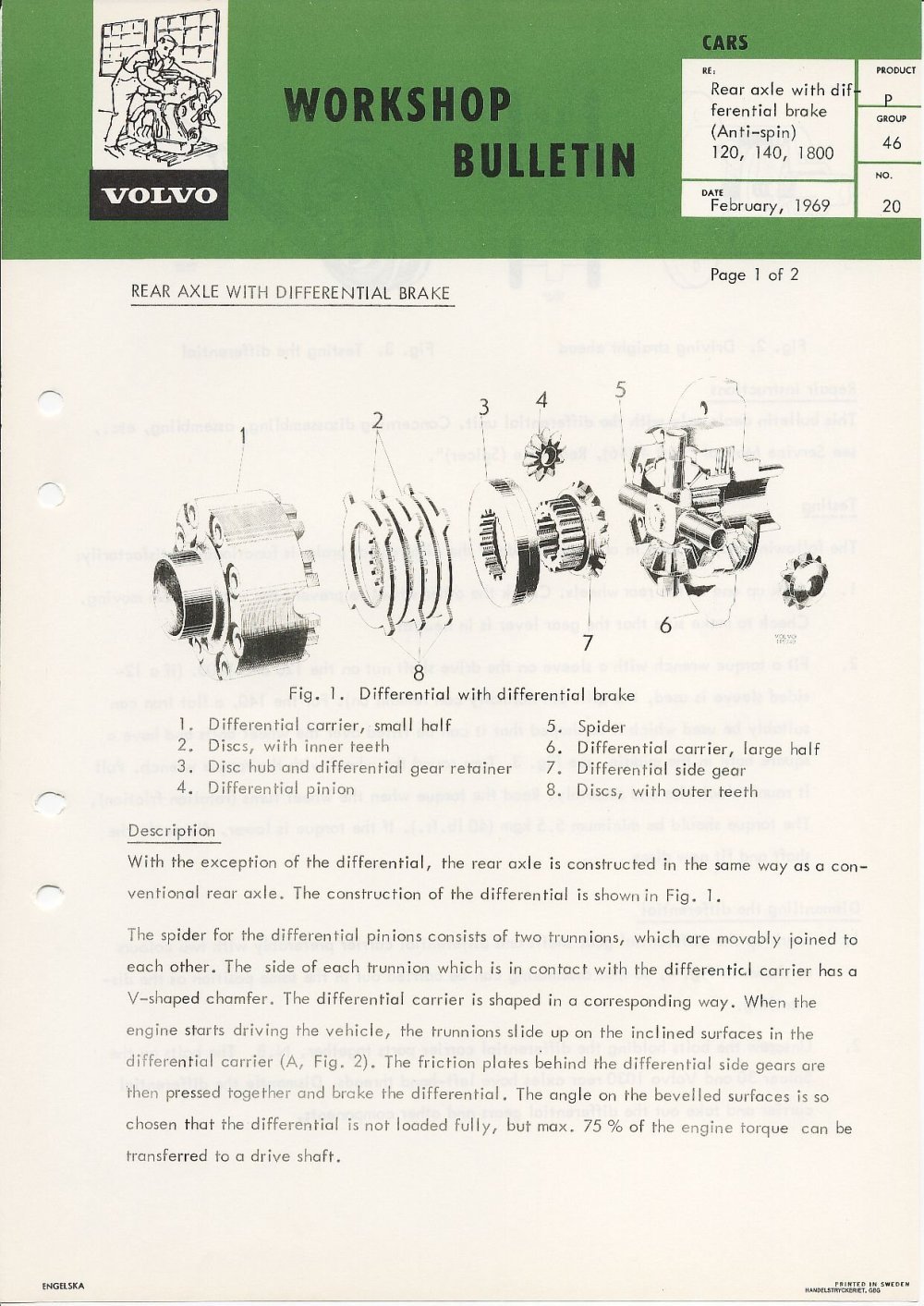 Verkstadsmeddelande/Work shop bulletins and Servicemeddelanden/Service bulletins for the following models: Volvo P1800, Volvo P1800S, Volvo P1800E, Volvo P1800ES, Volvo PV,Volvo PV 444, Volvo PV 544, Volvo Amazon, Volvo 120, Volvo 130, Volvo 220, Volvo 140 , Volvo 240, Volvo 164, Volvo 264 