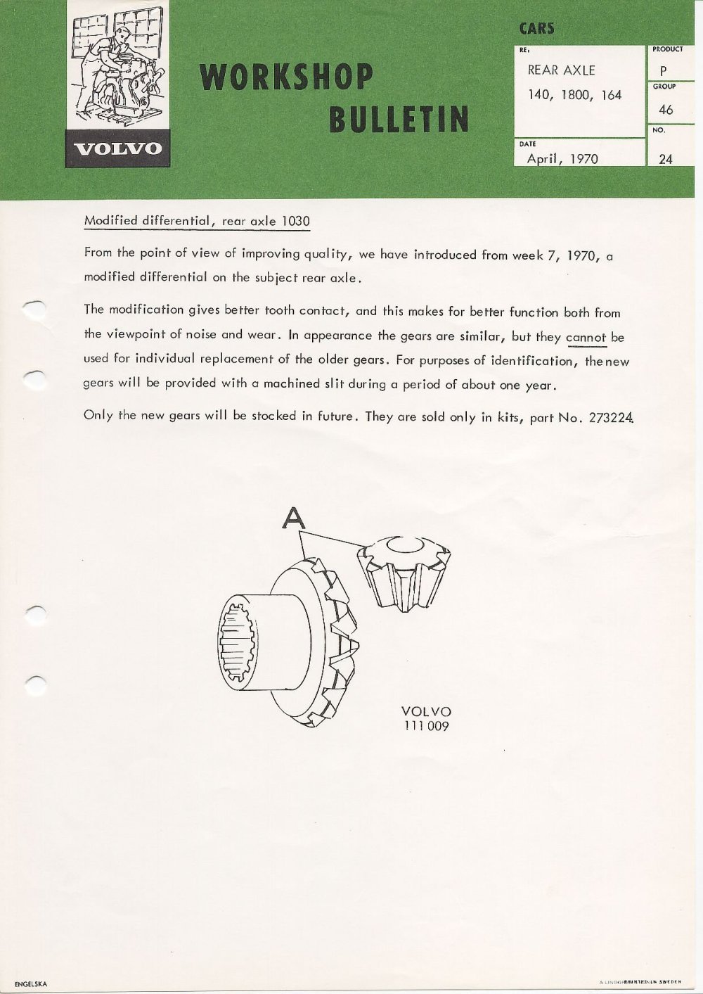 Verkstadsmeddelande/Work shop bulletins and Servicemeddelanden/Service bulletins for the following models: Volvo P1800, Volvo P1800S, Volvo P1800E, Volvo P1800ES, Volvo PV,Volvo PV 444, Volvo PV 544, Volvo Amazon, Volvo 120, Volvo 130, Volvo 220, Volvo 140 , Volvo 240, Volvo 164, Volvo 264 