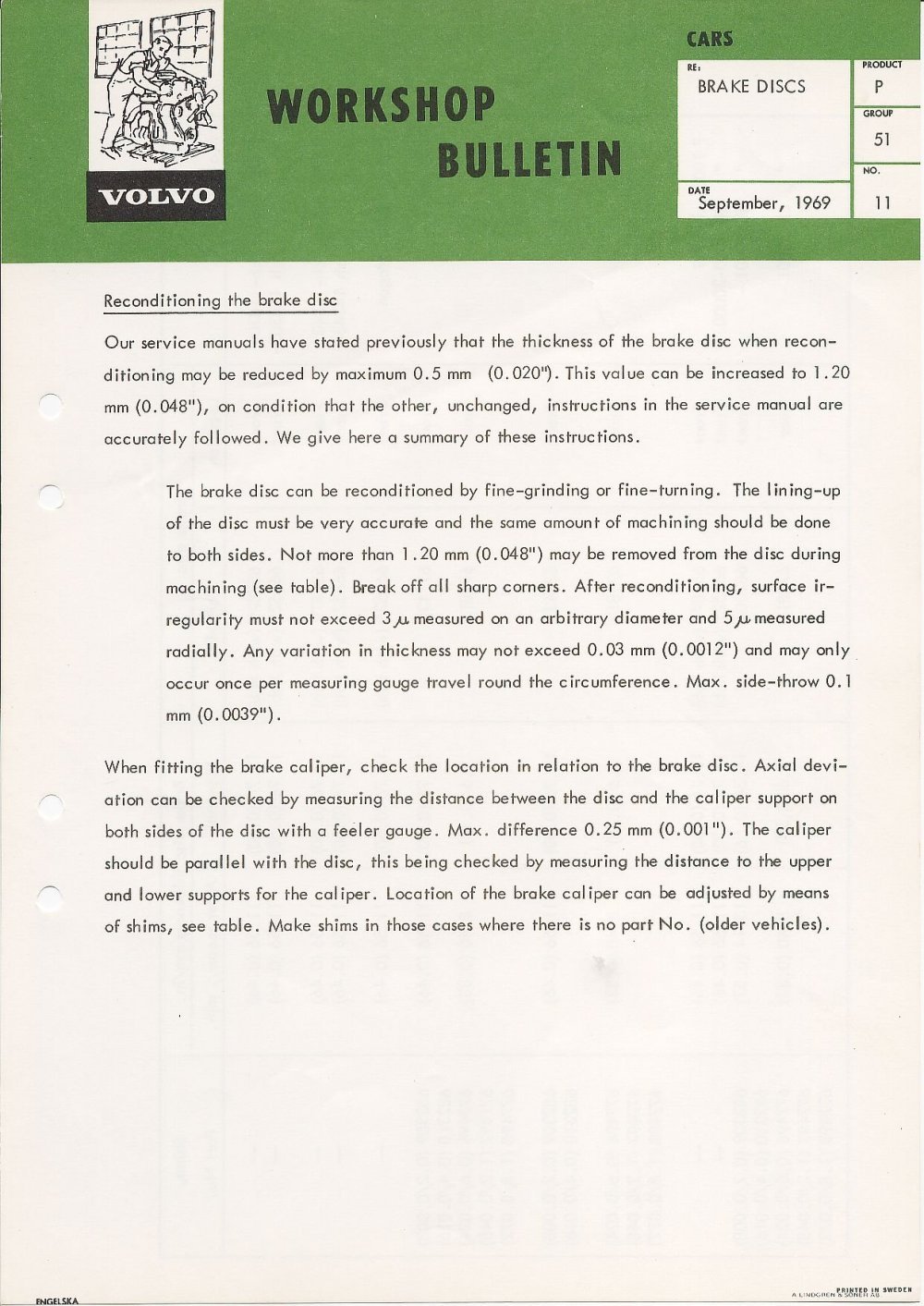 Verkstadsmeddelande/Work shop bulletins and Servicemeddelanden/Service bulletins for the following models: Volvo P1800, Volvo P1800S, Volvo P1800E, Volvo P1800ES, Volvo PV,Volvo PV 444, Volvo PV 544, Volvo Amazon, Volvo 120, Volvo 130, Volvo 220, Volvo 140 , Volvo 240, Volvo 164, Volvo 264 