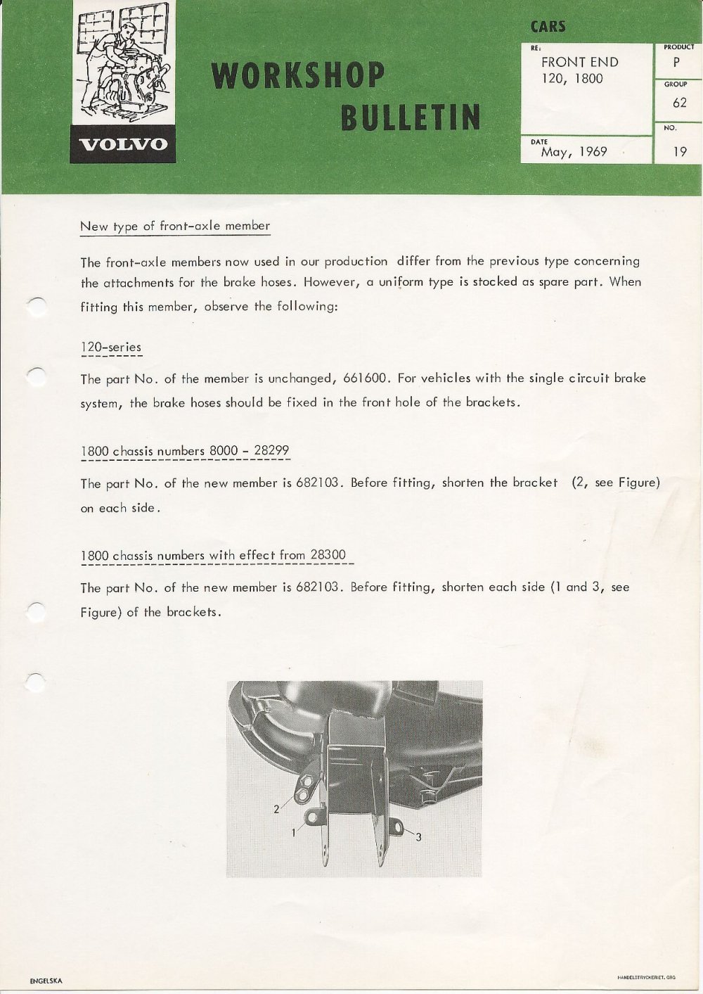 Verkstadsmeddelande/Work shop bulletins and Servicemeddelanden/Service bulletins for the following models: Volvo P1800, Volvo P1800S, Volvo P1800E, Volvo P1800ES, Volvo PV,Volvo PV 444, Volvo PV 544, Volvo Amazon, Volvo 120, Volvo 130, Volvo 220, Volvo 140 , Volvo 240, Volvo 164, Volvo 264 